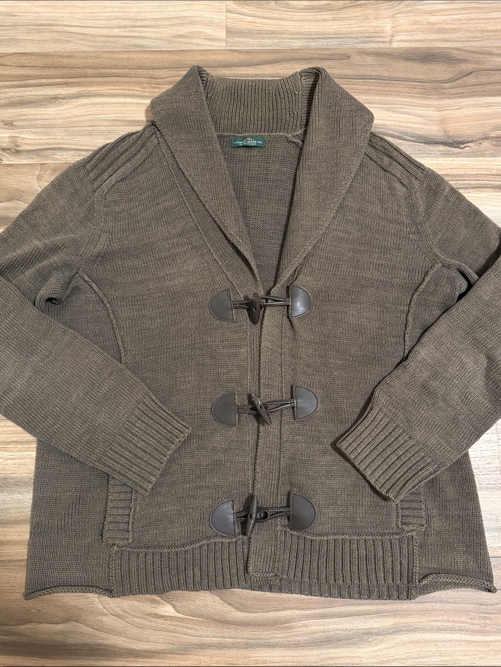 Lauren Ralph Lauren Olive Shawl-Collar Toggle Cardigan Sweater Women’s 1X Cotton